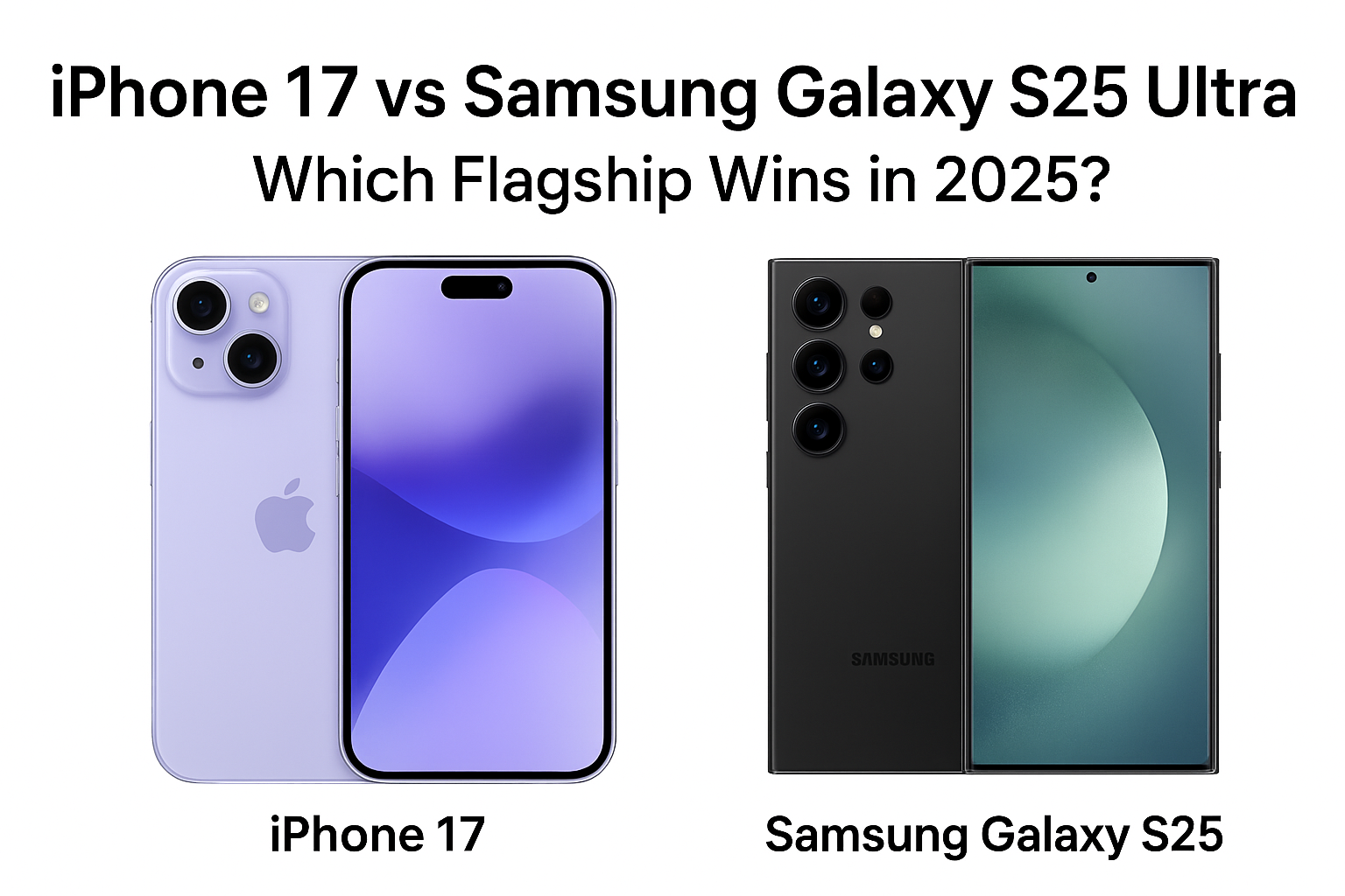 Side-by-side comparison of the iPhone 17 and Samsung Galaxy S25 Ultra,